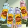1PC Sunflower Bloom Plant Quote Art 750ml Color Plastic Sports Water Bottle Leakproof Flip Straw Lid Suitable for Sports Office Home Use
