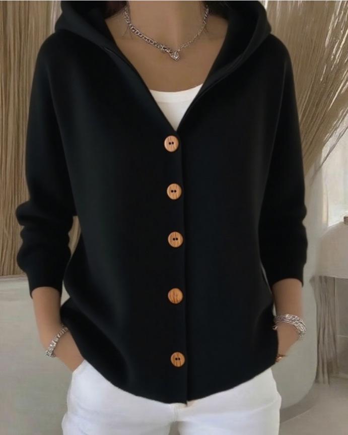 2026 European-American Hooded Knit Cardigan: Women's Loose Fit Solid Sweater Coat for Spring & Autumn