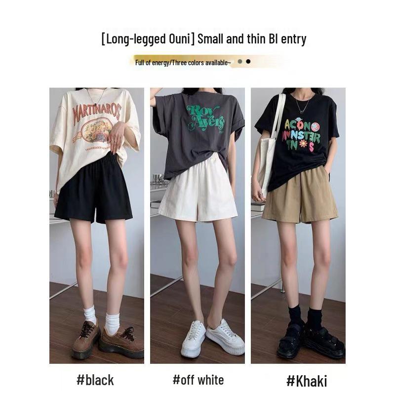 

Plus Size Women s High Waist Summer Workwear Shorts - Korean Style A-line Loose Wide Leg Casual Pants M (Recommended 43-50 kg)