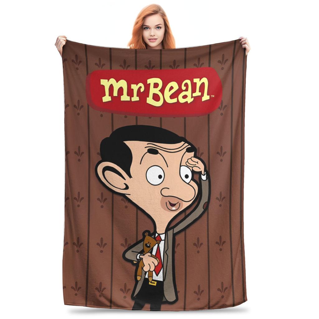 Mr Beans Cartoon Blankets  Plush Funny Warm Throw Blanket for Home Restaurant Spring Autumn,