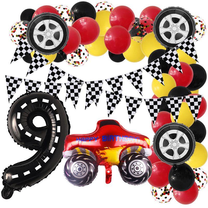 Racing-themed Party Balloon Set for Children's Birthday Party Decorations