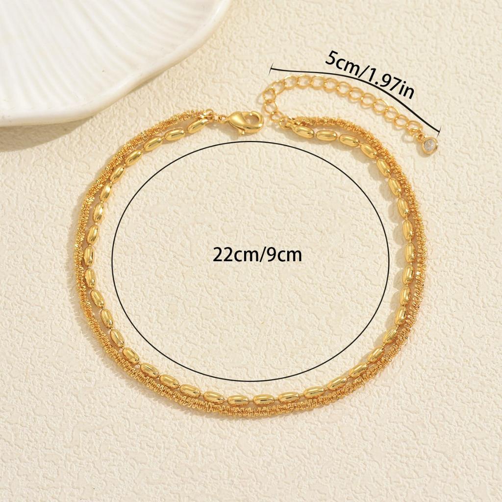 Mode Damen Fußkettchen Persönlichkeit Geometrisches Mehrschicht-Design Fußkettchen Vielseitiges High-End-Gefühl Fußschmuck