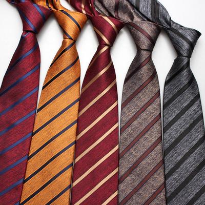 Herren Trendige Gestreifte Jacquard Polyester Seidenkrawatte, Professionelle Krawatte für die Arbeit