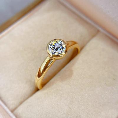 Women 1 Carat Diamond Ring Simple Luxury High Carbon Round Cut Dainty Elegant Wedding Engagement Band
