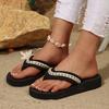 Fashion New Rivet Decor Clip Toe Slippers Women Casual Weightlight Wedge Flip Flops Female Daily Anti Slip Med Heel Flat Slides Mujer
