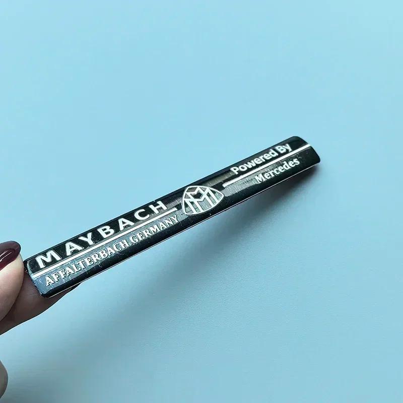 10.7cm Long Beam Thin Aluminium Label Sticker Car Emblem for Mercedes Benz Maybach AMG Star Wheat B Badge Logo Black Silver