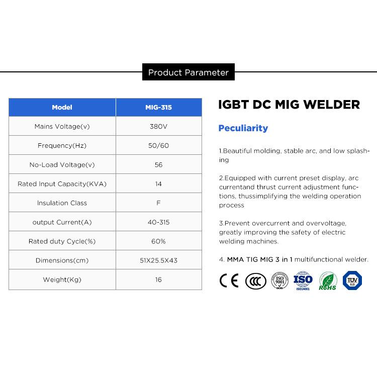 Naishunjia 380V High Power MIG/MMA-315F Industrial Welding Machine