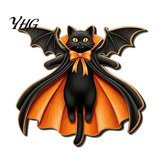 Pumpkin Theme Ornaments Halloween Ghost Welcome Door Hanger, Cute Wooden Sign with Witch Hat & Hanger Elements, Fall Indoor Outdoor Wall Decor