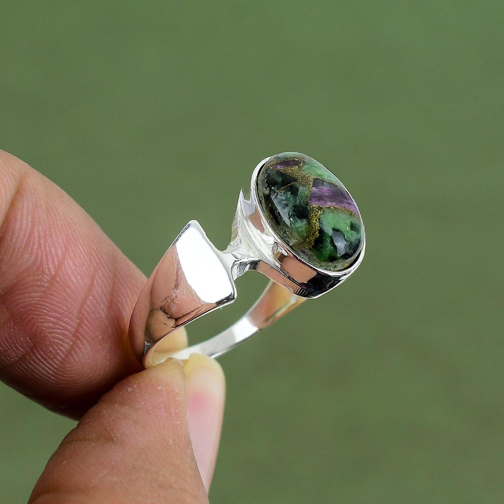 Copper Ruby Zoisite Ring 925 Sterling Silver Ring Handmade Ring Top Quality Gemstone Jewelry Decent Ring Gift For Mom Available In Ring Size