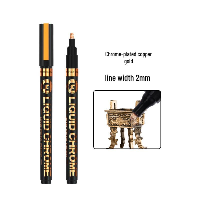 Wide Collection 843 Chrome Reflective Pen: Silver Plated Marker for DIY & Gundam Models.
