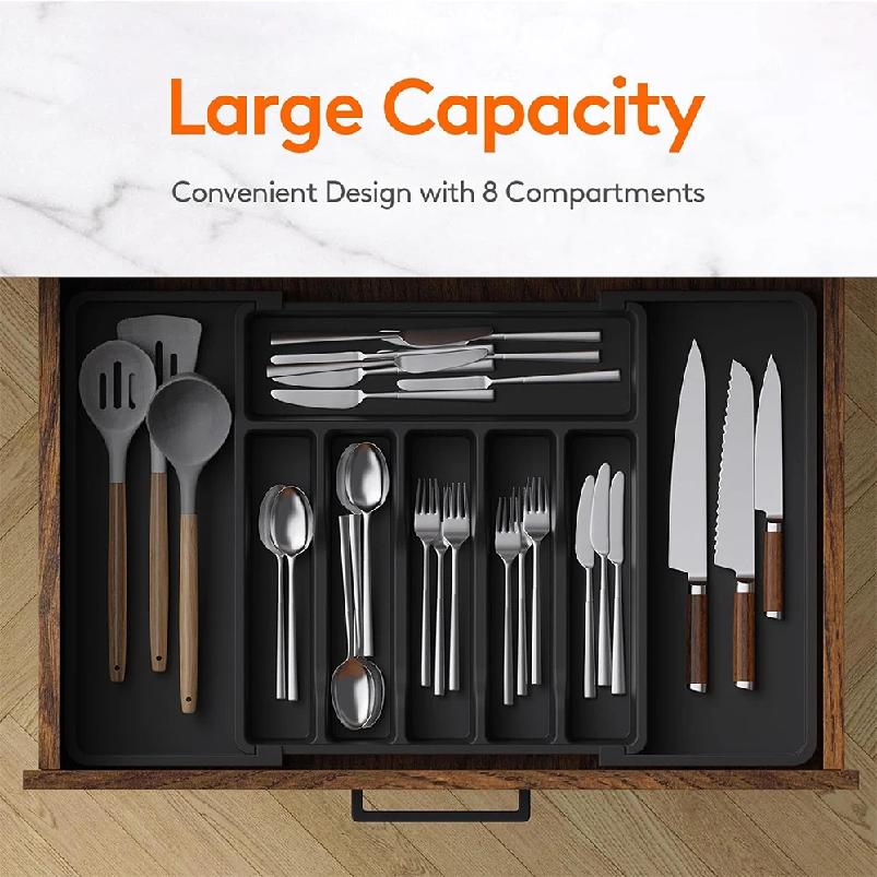 Expandable Silverware Cutlery Utensil Organizer Tray Kitchen Drawer Organizer Adjustable Flatware Cutlery Holder