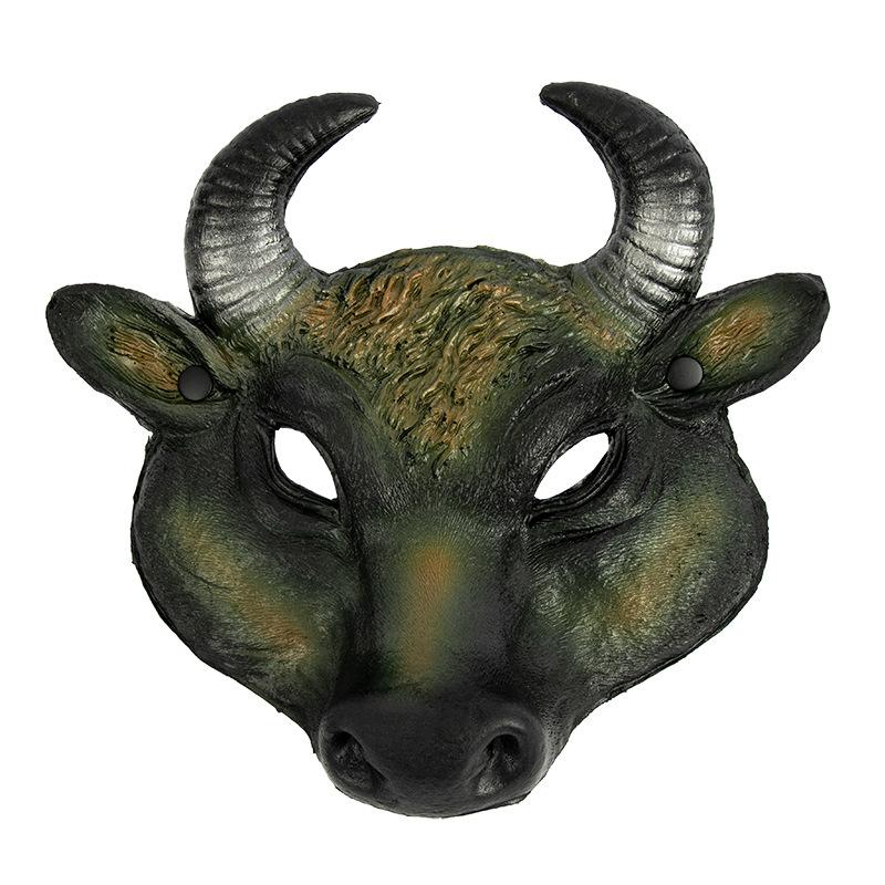 Halloween Mask Easter Carnival Party Cosplay Props Half Face PU Foam Realistic Animal Buffalo Bull Head Mask Costume Accessories