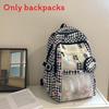 Capacity Large Backpack With Grid And Cartoon Dog Cat Print Design Daily For