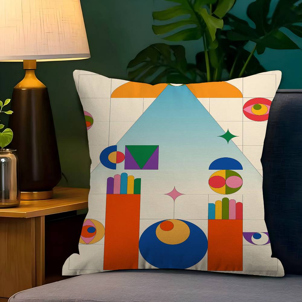 Colorful Geometric Painting Art Cushion Cover Pillowcase Upholstery Sofa Throw Pillow Home Decor Pillowcas