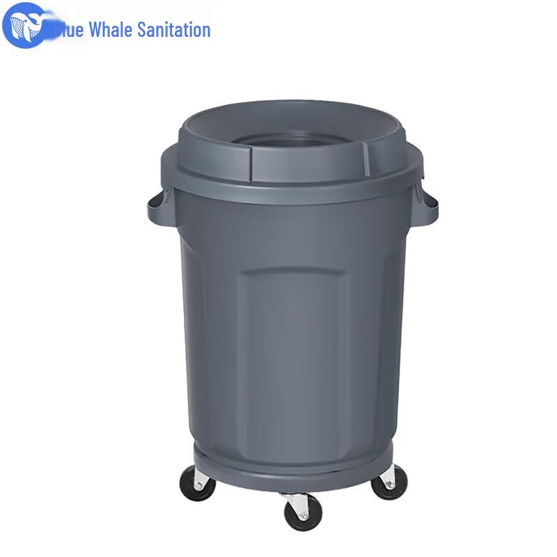 Круглый мусорный бак Blue Whale с крышкой и колесами