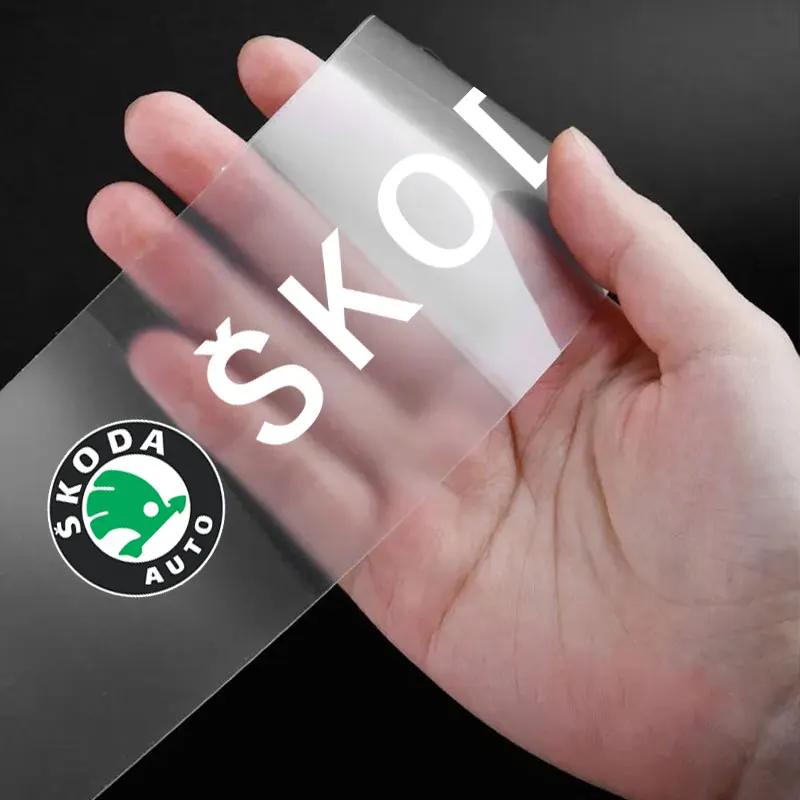 VMAD6 Car Threshold Protector Transparent Decorative Badge 3D Sticker For Skoda Octavia Superb Rapid Kodiaq Karoq Fabia Kamiq Roomster