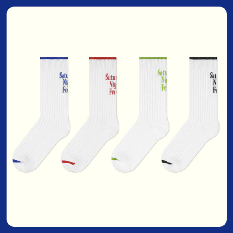 Fever Lettering Casual Mid-Calf Socks green