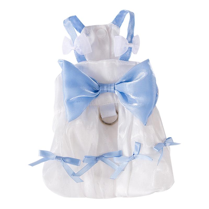Cat Bow Streamer Tulle Princess Skirt Spring and Summer Suspender Skirt Dog Dress Pet Strap Skirt with Bow-Knot Kitten Clothes