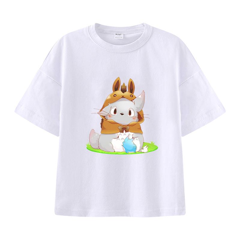 New Summer Cotton Cartoon Totoro Printed T-shirt for Children, Street Men and Women, Summer Fashion Casual Top, T-shirt