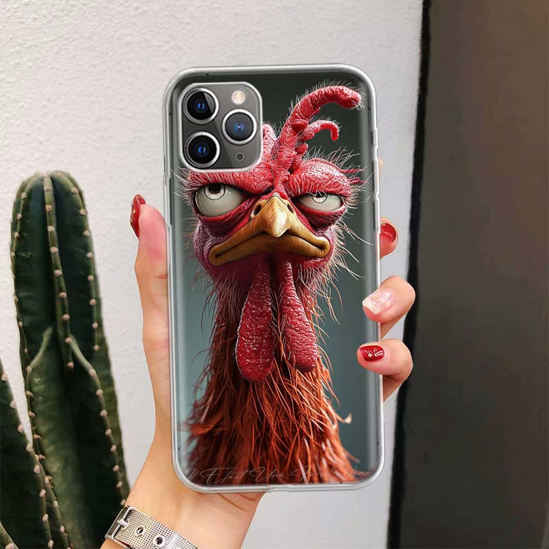 Chicken Hen Rooster For iPhone 17 Air 16 15 14 Plus 13 Mini 12 11 Pro Max Phone Case 16E 7 Print 8 SE Fundas Cover Soft Coque 16