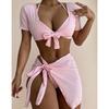 New Sexy Chest Wrap Bikini Striped Lace-up Adjustable Bikini Swimsuit Fashion