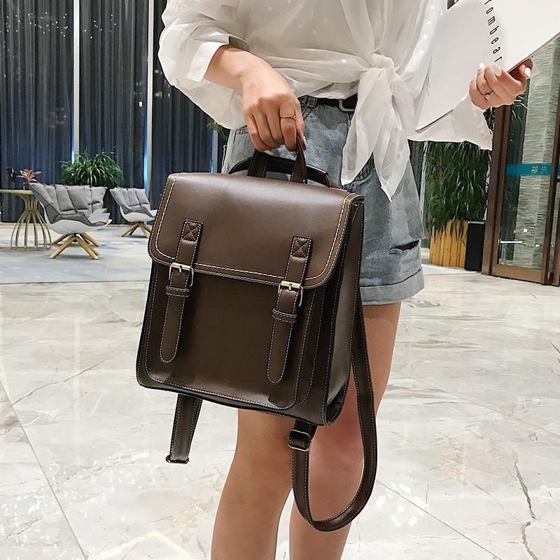 New Fashion Trendy PU Leather Double Backpack, Casual Versatile Retro Backpack, Shaped Women's Backpack