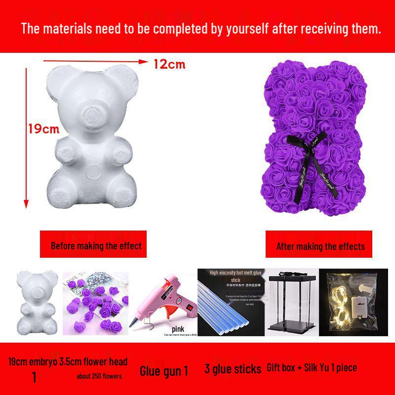 DIY Rose Bear Kit: Creative Foam Bear for Girlfriend's Birthday or Valentine's Day.