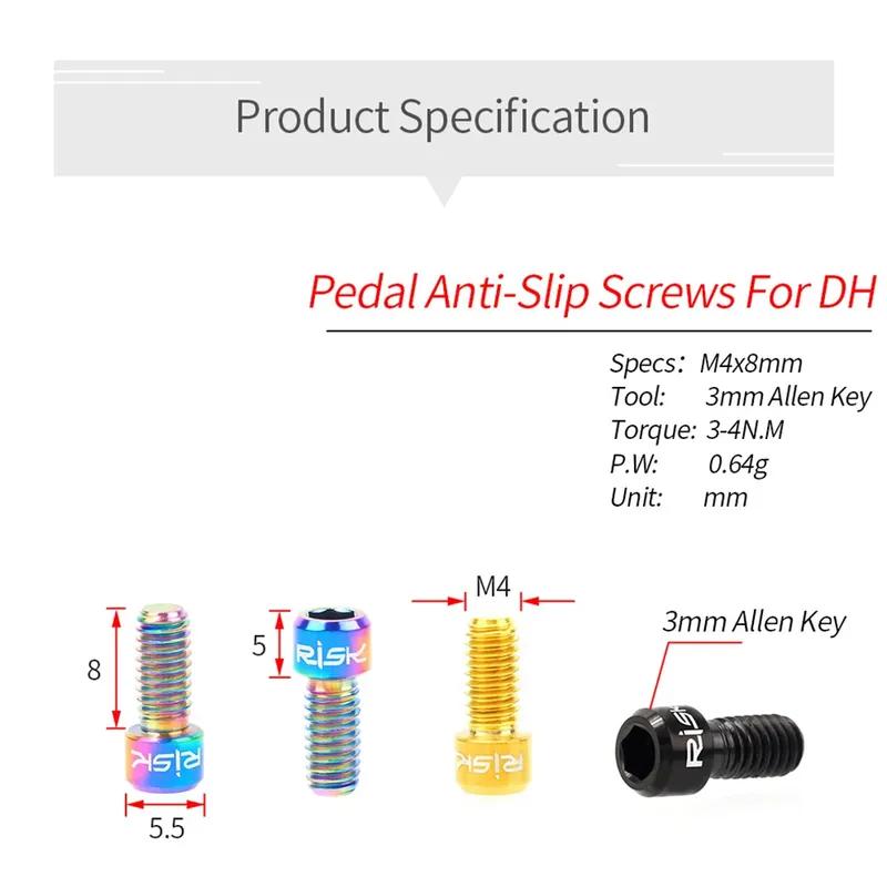 8 Stück M4x8mm TC4 Titanlegierung MTB Pedal Schrauben Anti-Rutsch Schrauben für XC AM DH Downhill Bike Neu