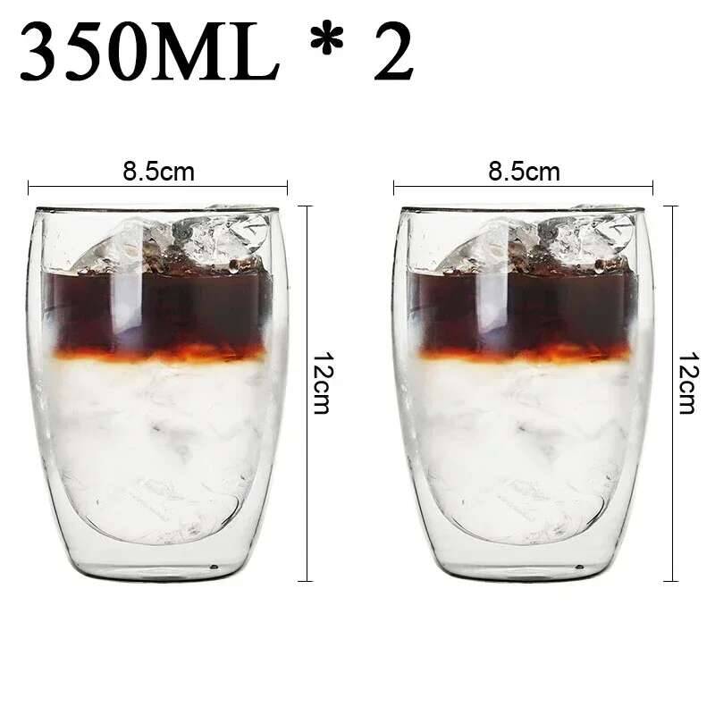 2-6 Stück Doppelwandige High-Borosilikatglas-Tasse Hitzebeständig Tee Milch Espresso Kaffee Saft Wasserbecher Bar Trinkgeschirr Geschenk