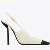Fashion Satin Fabric Square Toe Metal Thin Heel Women High Heels Back Strap Slingback Fashion Sandals Black/white 2025 New Pumps