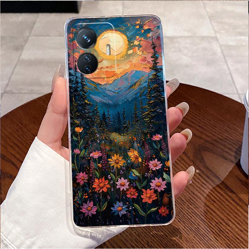 Bumper Soft Silicone TPU Clear Casing For Vivo Y55 2022 4G/T1 4G/iQOO Z6 44W Beautiful Palace Painted Shockproof Cover