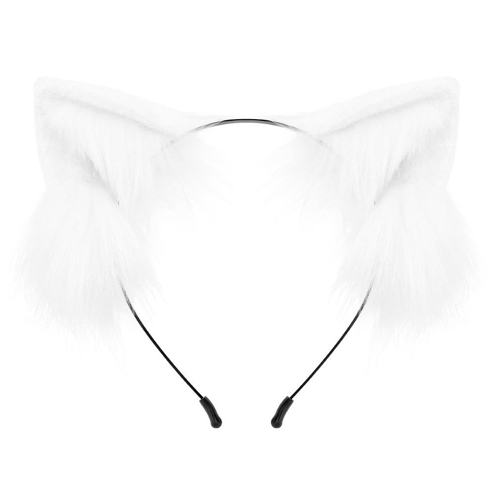 Two-dimensional plush cat ear cos fox ear headband handmade simulation beast ear hair accessories cute Lolita accessories