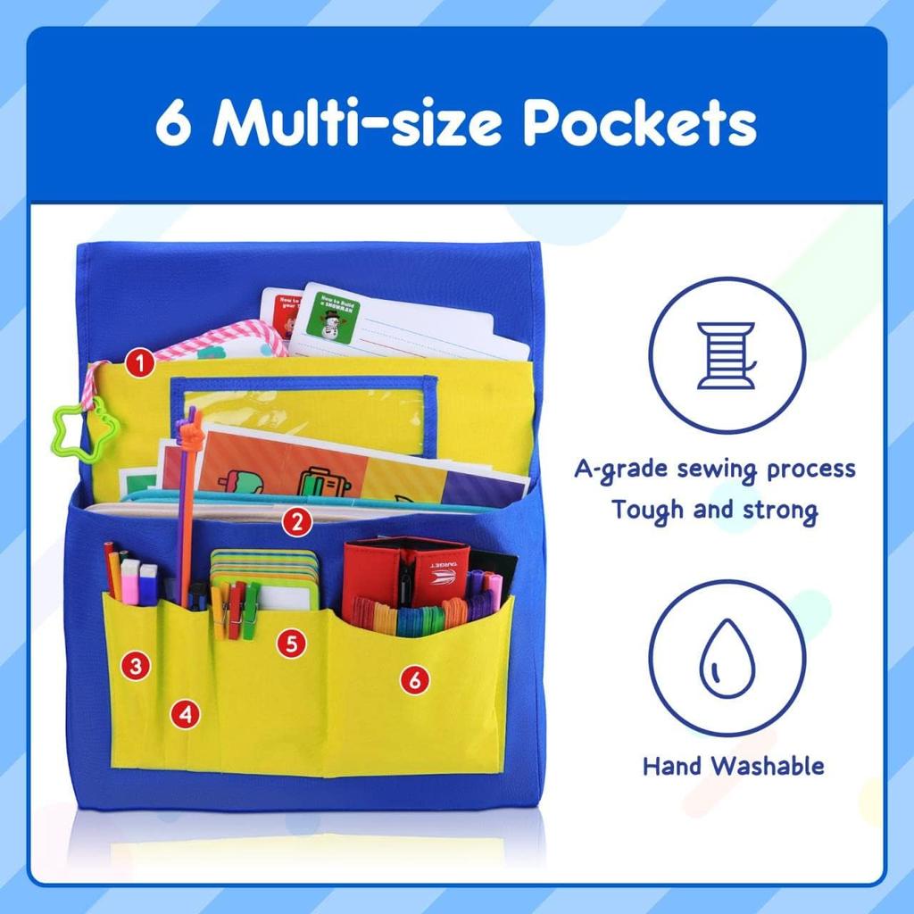 Classroom Chair Pockets 15"W x 19"H Chairback Buddy Pocket Chart Desk Buddy Pocket Organizer with Label Slot Chair Pockets for Organizing Classroom