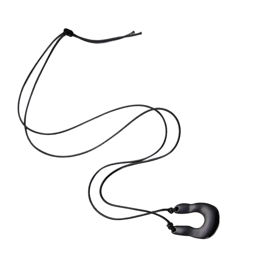 Adjustable Length U Shaped Pendant Necklace With Soft Leather Rope Stylish Layering For Casual Or Formal Outfits