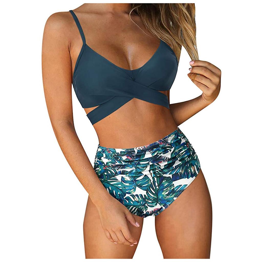 Women's Striped Printing Padded Push Up 2 Piece Bikini Sets Swimsuits Beachweart