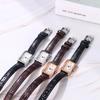 "Women's Square Dial Quartz Watch Waterproof Brown Strap Pink Case Simple Design"