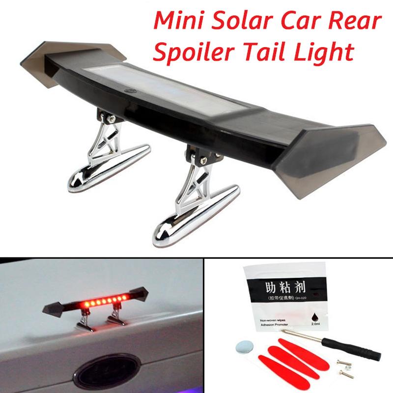 Mini Solar Car Rear Spoiler Tail Light Universal 12V LED Flashing Warning Waterproof Wing with Smart Sensor Modified Accessories