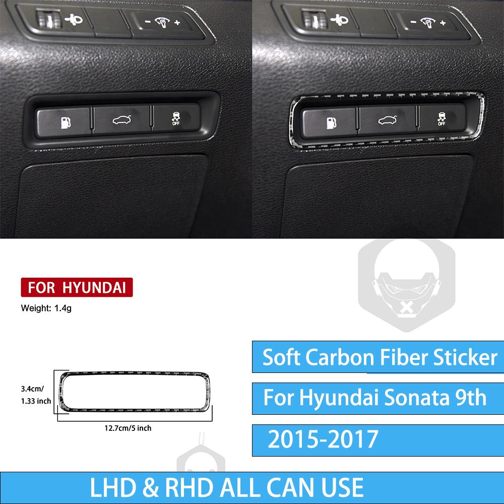For Hyundai Sonata 9 2015 2016 2017 Trunk Switch Frame Real Carbon Fiber Sticker Car Interior Accessories