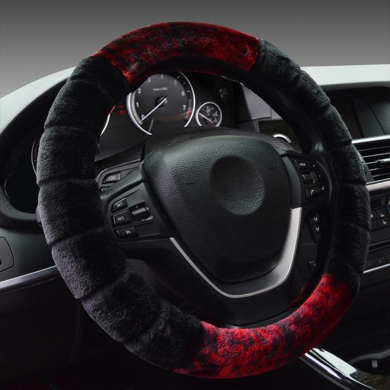 Women's Winter Warm Fluffy Steering Wheel Cover with Plush Furry Interior & Soft Grip - 38cm Cute Steering Wheel Cover