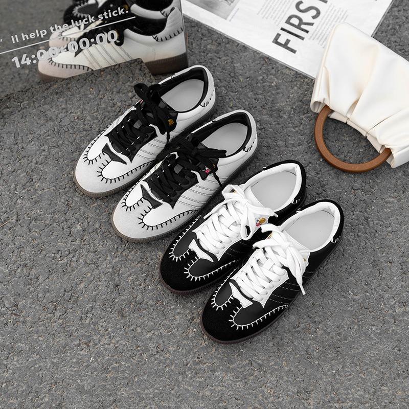 Cowhide retro color matching hand stitching sports casual shoes board shoes women flat bottom lace-up women