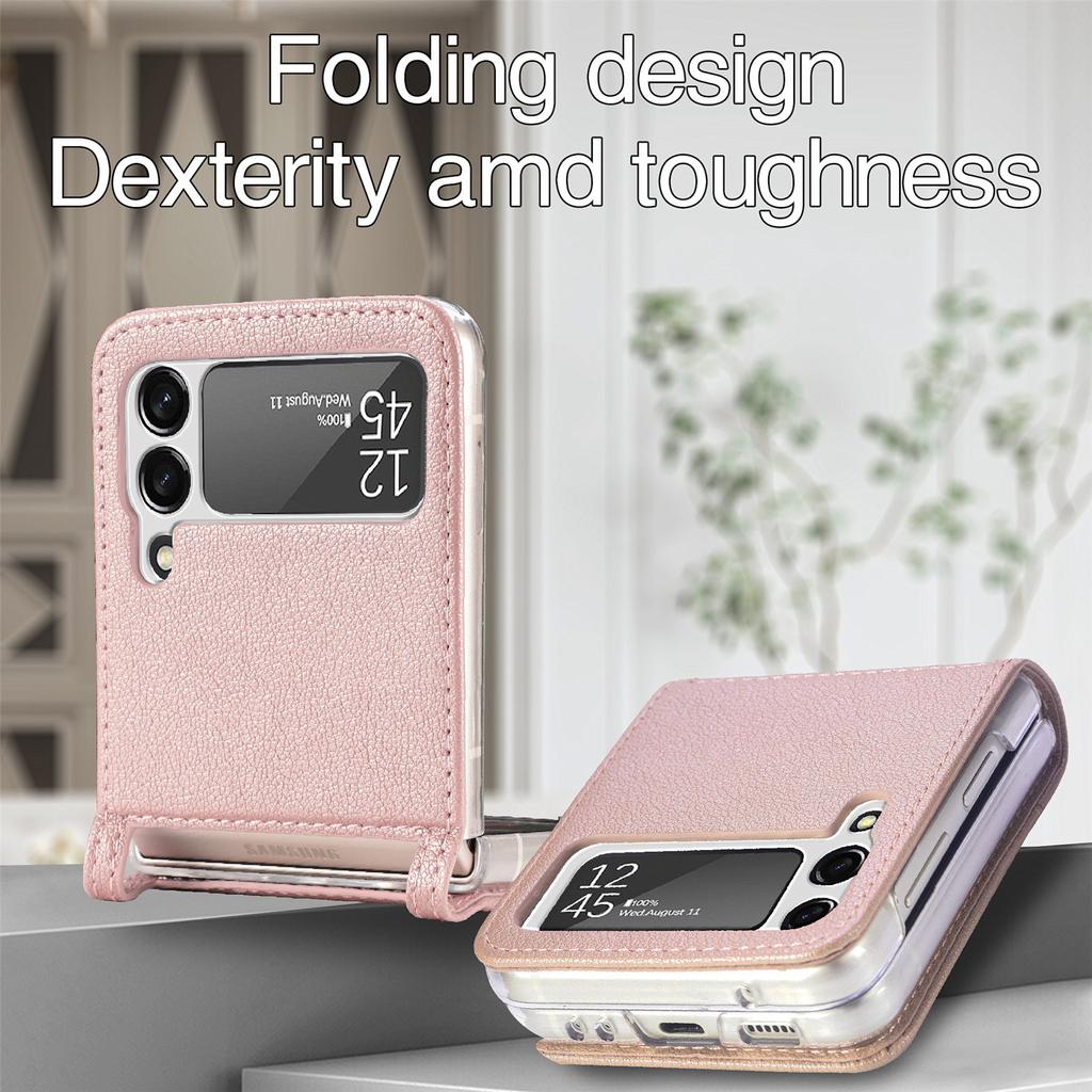 For Samsung Z Flip4 Non -Slip Card Holder Leather Phone Case For Samsung Galaxy Z Flip4 5g Flip 4 Flip3 Flip 3 Shockproof Funda