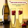 6Pcs Champagne Glasses Set Double Wall Heat Resist Glass Cup Stemless Sparkling Wine Glasses Transparent  Flute for Wedding