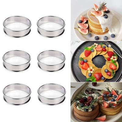 6 STÜCKE Edelstahl Mousse Kuchenform Hitzebeständig Perforiert Rund Tarte Ring Kekse Gebäck Kreis Ausstechform Backwerkzeuge