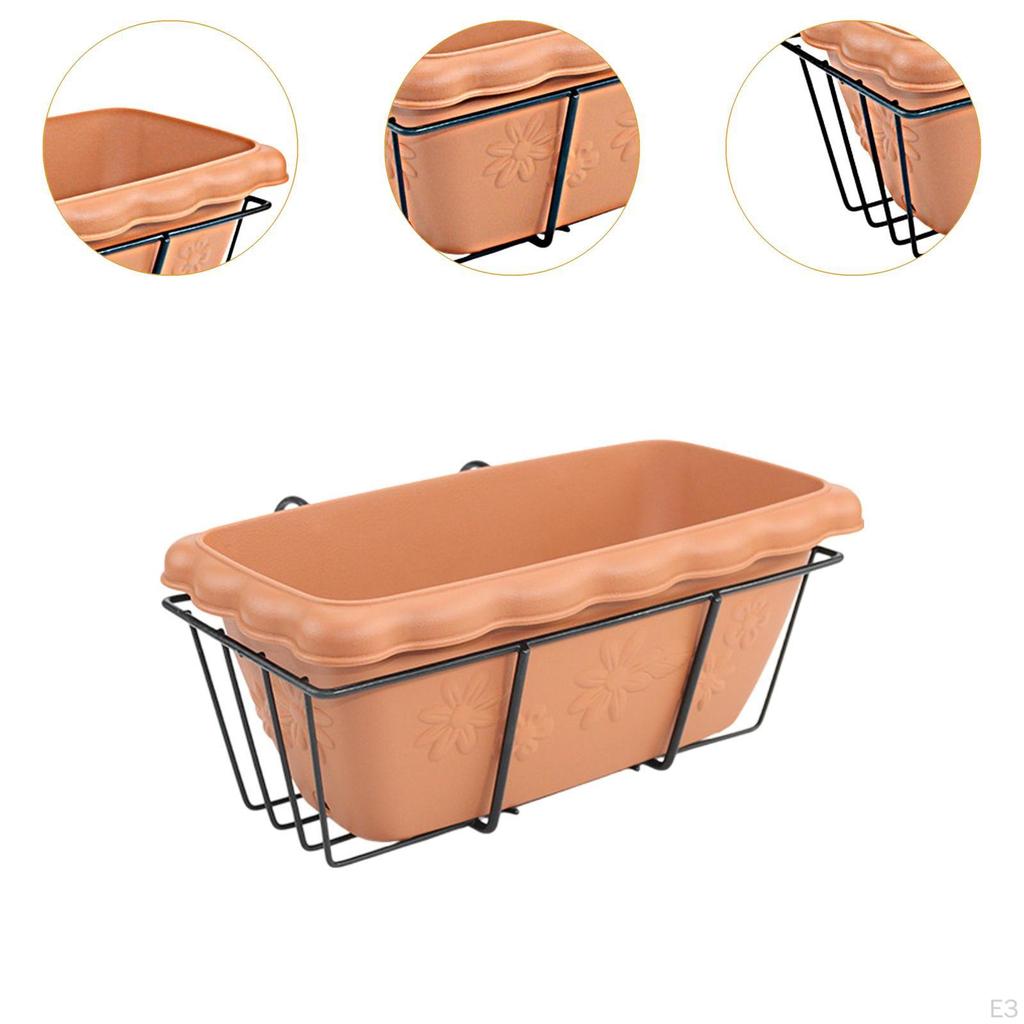 Balcony Railing Flowerpot with Tray And Rack for Outdoor