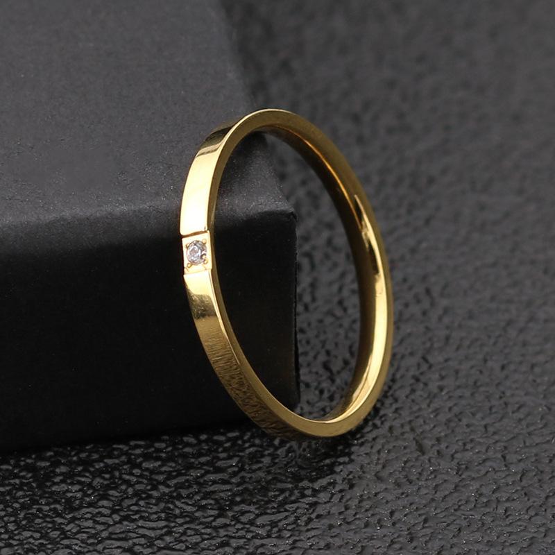 Runde Titanstahl Zirkonia Ringe Für Damen Minimalistischer Edelstahl Dünner Finger Kleiner Finger Ring Schmuck Zubehör