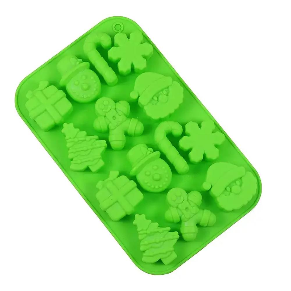 Christmas silicone chocolate molds, candy baking molds, 3D snowflake candy canes, snowmen, Christmas trees, gingerbread men, San