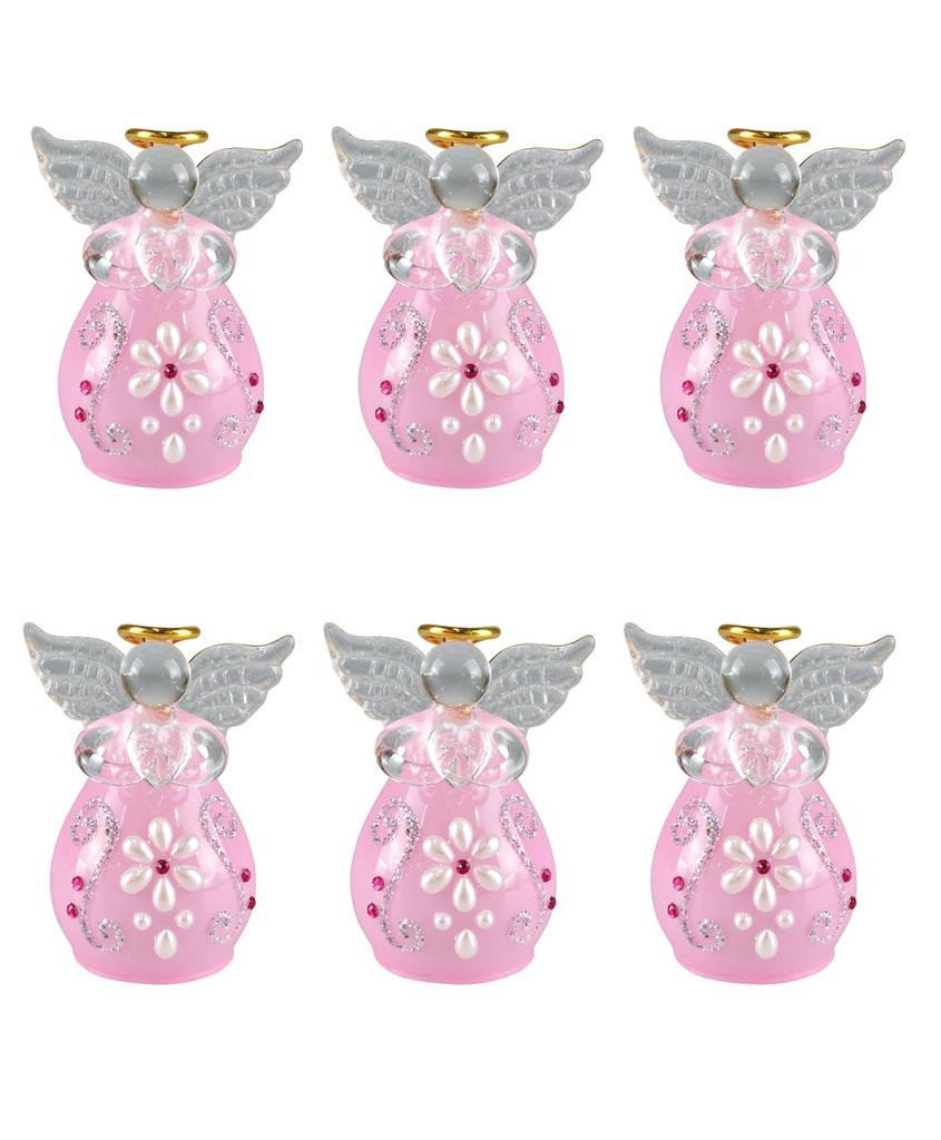 Fourcart Cute Handmade Glass Sugar Angel Bells (Set of 6), Blue