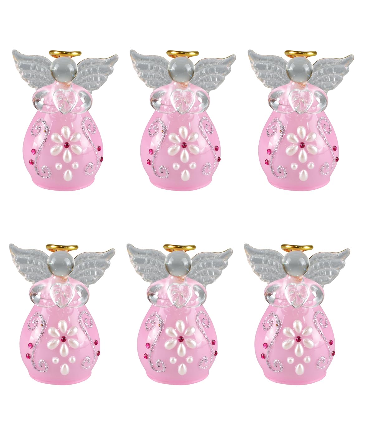 

Fourcart Cute Handmade Glass Sugar Angel Bells (Set of 6), Blue