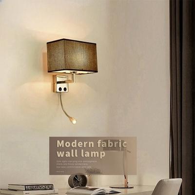E27 Hotel Bedhead Fabric Wall Light with Switch LED Spotlight Reading Light Bedroom Study Nordic Home Decoration Light Fixtures