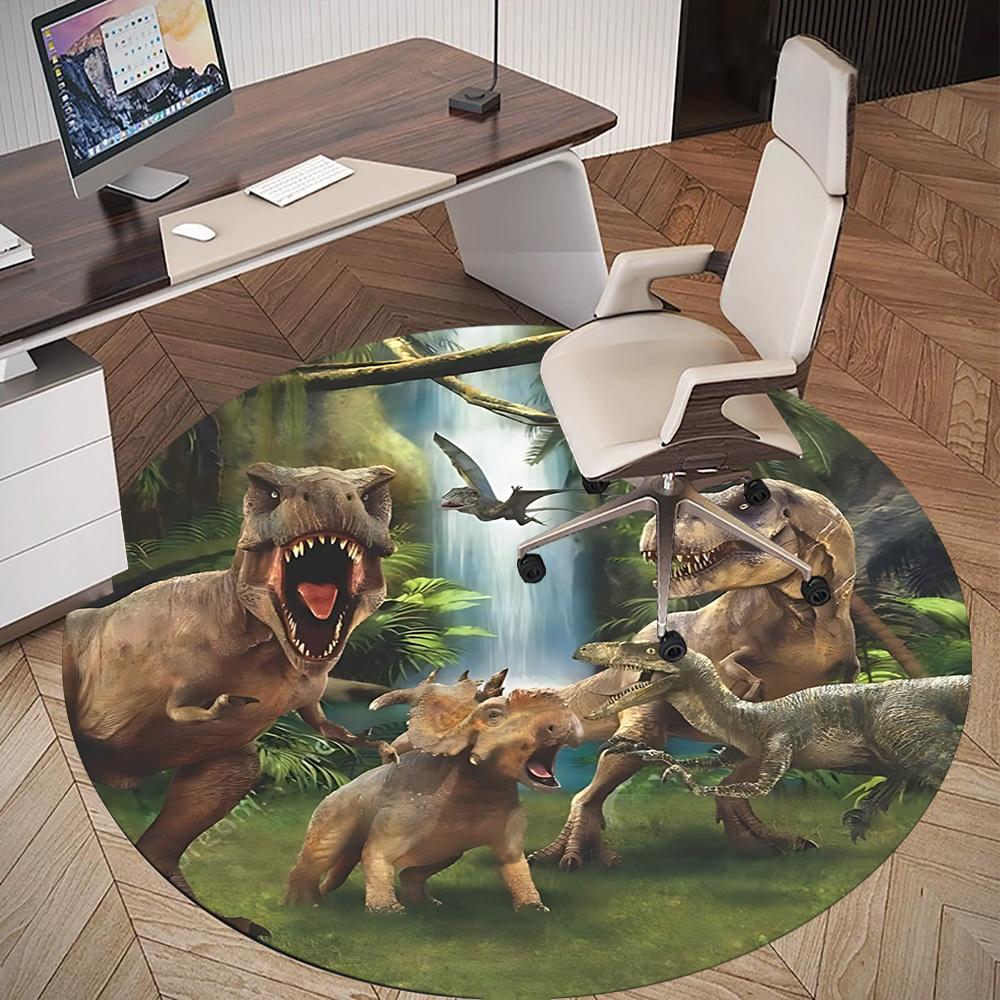 1pc dinosaur jungle Round Chair mat Area Rug - Non-Slip, Floor Mat for Office, Bedroom, and Indoor Decor c1125329
